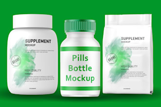 create 3d product mockup or any product mock up of existing package label design