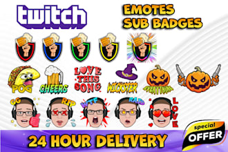 design twitch sub emotes and twitch sub badges