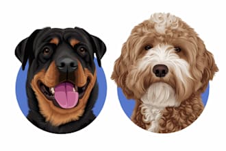 draw custom pet potrait illustration for you