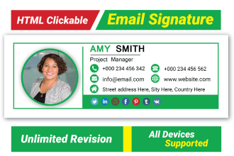 make html email signature, outlook signature,mail signature for all devices