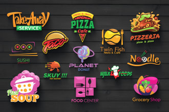design restaurant, pizza, bbq, food logo, and food truck design