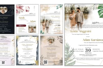 design unique wedding invitation card with illustration