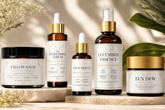 create premium packaging design, cosmetic label design and cosmetic packaging