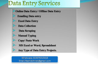 do data entry, email collection and web scraping data collection