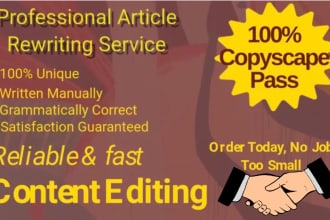 rewrite your content, providing plagiarism free article rewriting