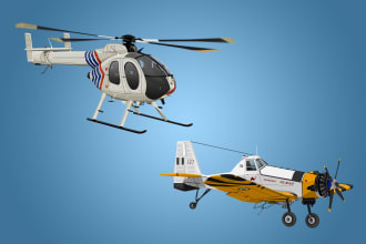 draw helicopter , airplane , aircraft , into a vector cartoon