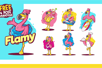design cute cartoon logo, mascot and character variations for your brand