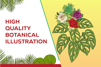 draw botanical illustration of flowers n plants for you with unlimited revision