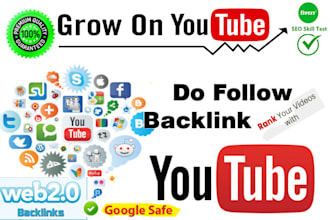 build 2000 plus high quality backlinks to your youtube and channel video for SEO