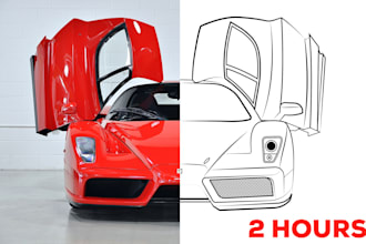 draw detailed photo into vector line art of any diagram, product illustration