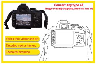 draw outline illustration line art image product sketch or manual vector tracing