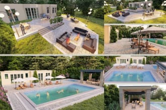 design your landscape or outdoor environment, 3d modeling, image rendering