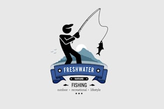 make an elegant fishing and hunting logo