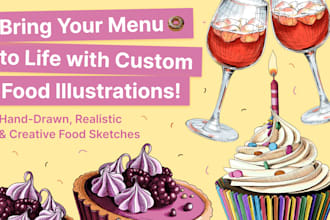 create custom hand drawn food sketches or illustrations