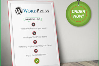 install wordpress, theme, plugin, demo upload and customize