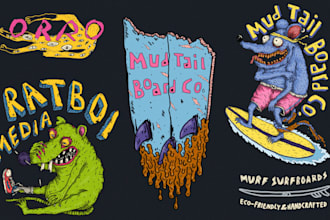 hand drawn mascot logo stickers cartoon lowbrow  sketchy