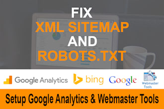 setup google analytics, search console, XML sitemap, robots txt in technical seo