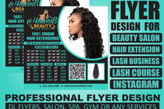 design hair or lash extensions, salon, spa flyer