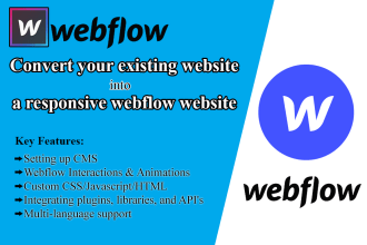 develop a landing page in webflow from figma xd PSD design