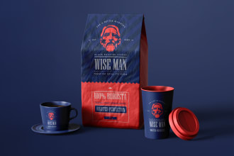 do aesthetic coffee bag packaging, stickers and label design
