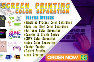 professional color separation and vector for t shirt screen printing spot color