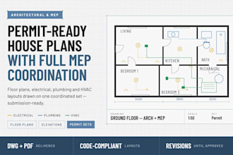 draw architectural permit ready plans, site plans, structural and mep drawings