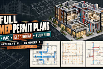 draw residential commercial mep hvac plumbing electrical permit plans
