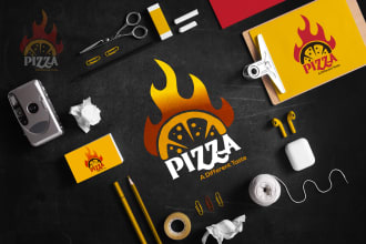 do magnetic pizza, cafe, restaurant fast food minimalist brand logo