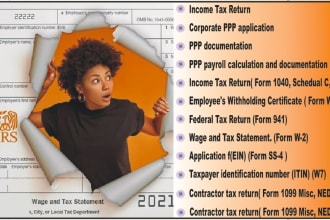 prepare US tax return 1040, 1065, 1120 and 1120s