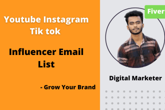 find influencer email lists for instagram, youtube, and tiktok in 24 hours