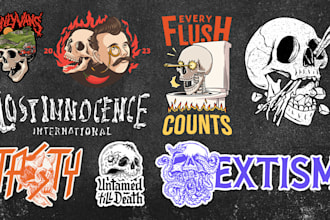 do hand drawn skull illustration tshirt design