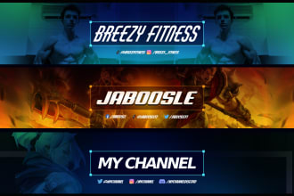 make epic gaming or fitness channel art for youtube