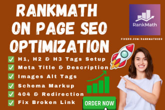 do wordpress on page SEO optimization with rankmath and schema markup