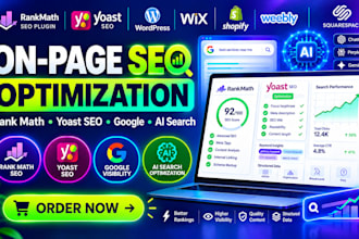 do wordpress on page SEO optimization with rankmath and schema markup for google