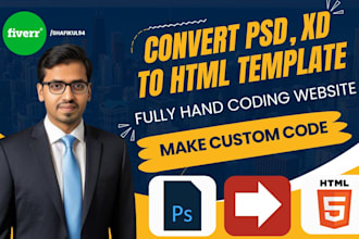 convert PSD, xd, figma, sketch to HTML with responsive