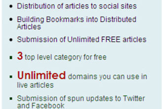 rewrite or spin and submit your article to Myarticlenetworks and Articleranks account