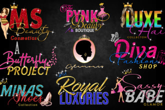 design modern feminine glitter beauty logo