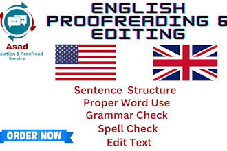 spell check, grammar check and proofread english text