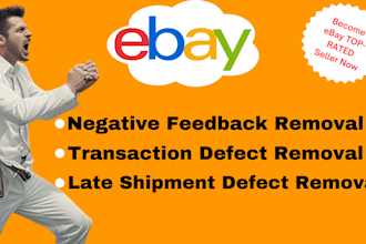 help you to be top rated ebay seller by removing ebay defects