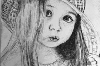 draw a realistic pencil portrait sketch illustration
