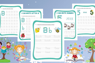 create custom letter and number tracing worksheets for kids KDP