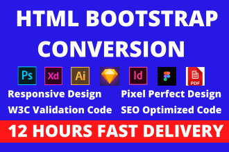 convert psd,figma,xd to html responsive bootstrap 5