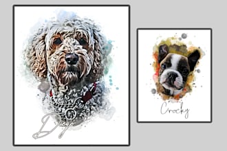 paint portrait illustration watercolor pets