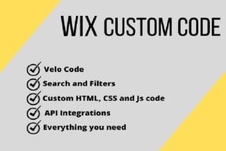 add custom HTML, CSS, js, and velo code to your wix website
