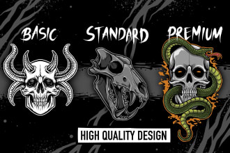 draw custom skull and skeleton art for tshirts and logo