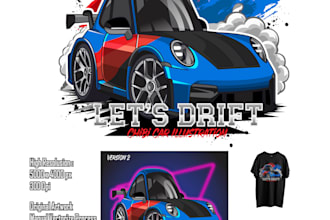 draw custom chibi car vector illustration for sticker, t shirt and logo