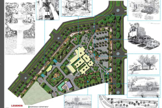 draw 2d masterplan,landscape plan and photoshop rendering as landscape architect