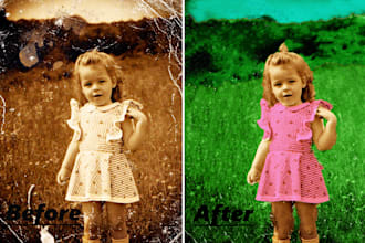 restoration and colorized old photos within 24 hours
