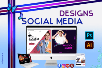 create social media post design, header, and web banner ads