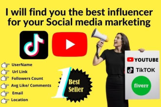 find 100 niche based instagram or tiktok influencers for you